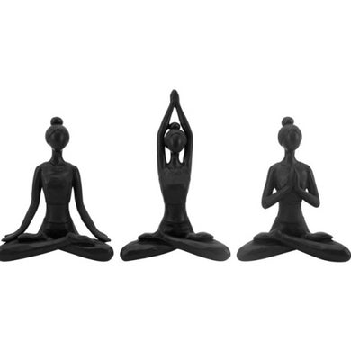 Statue - Yoga Ladies MATTE BLACK Set/3 13cm