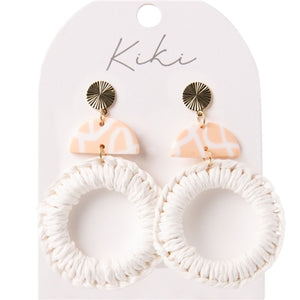 Earring - Kiki Pink & white hoop