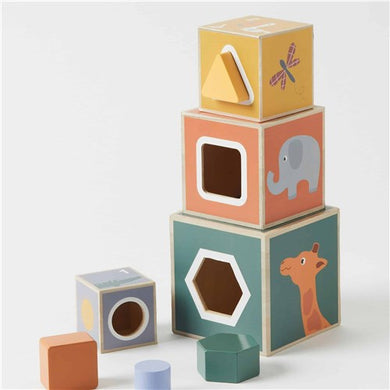 Wooden toy - Stacking Cubes 12m+